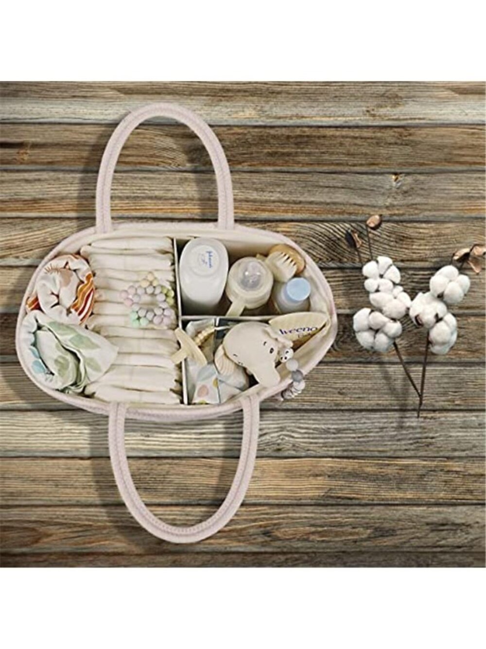 Large Baby Diaper Caddy Organizer for Girl Boy Rope Nursery Storage Bin Basket - Picture 6 of 7